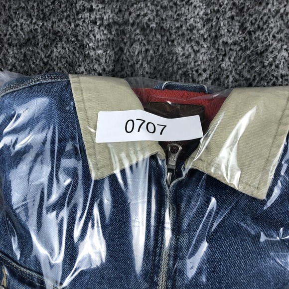 Gap Blue Jeans Jacket Mens XL Blue Denim T-Bird Patch Lined Bomber Workwear - Picture 12 of 12